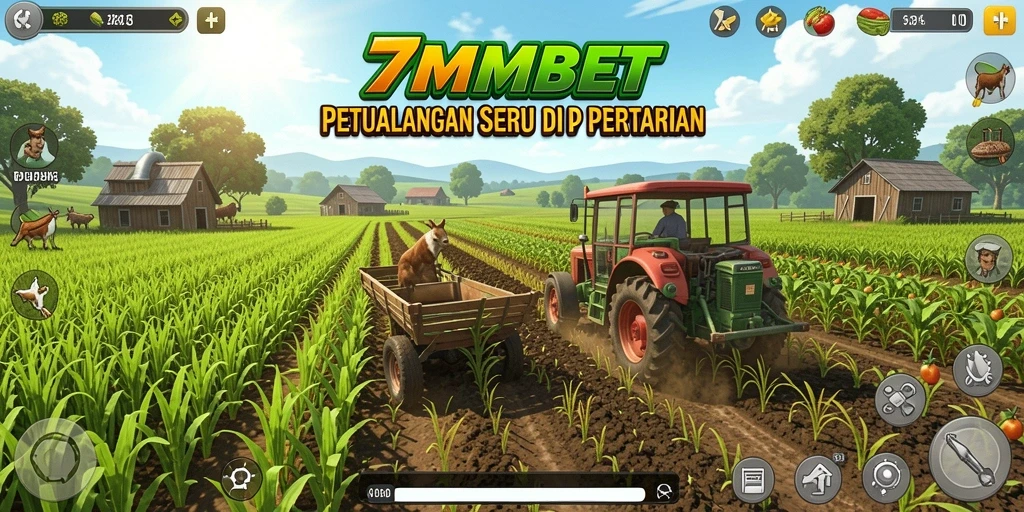 Tampilan gameplay 7MMBET yang menarik dan penuh warna saat bertani.