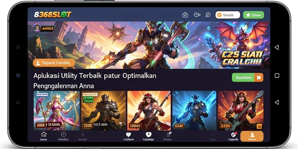 Tampilan utama aplikasi 8368SLOT dengan fitur-fitur Utility