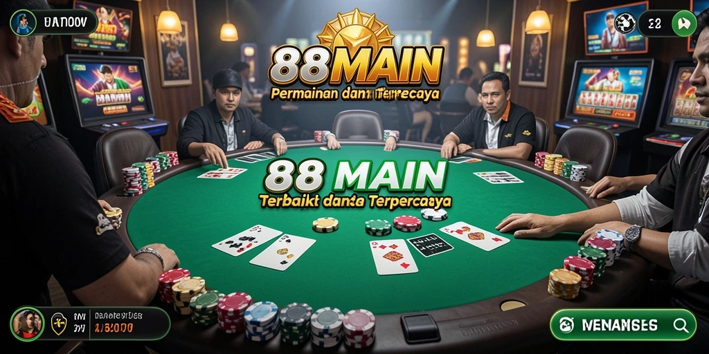 Tampilan gameplay Poker yang menegangkan dan interaktif di 88MAIN.