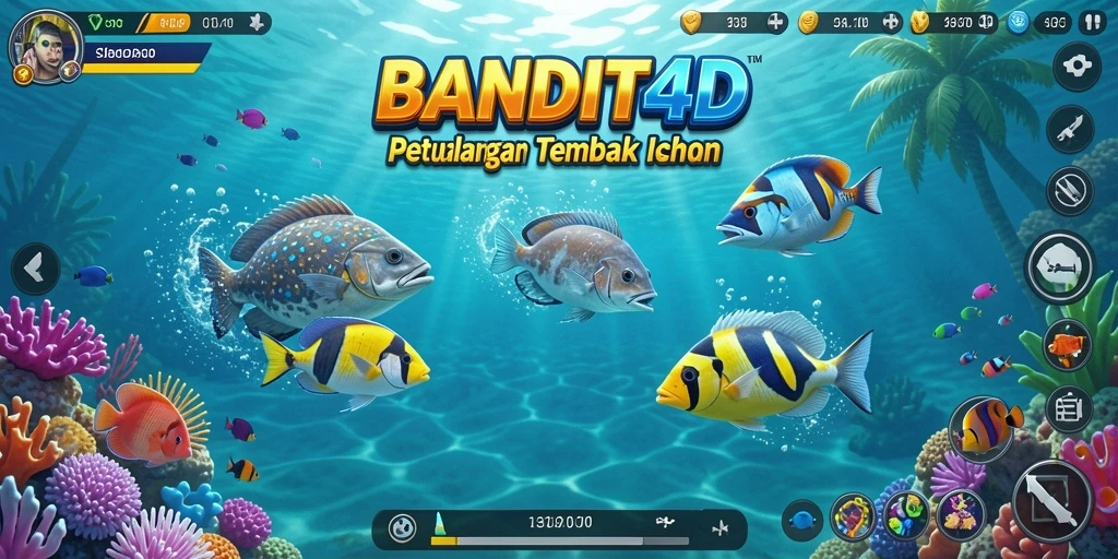 Tangkapan layar BANDIT4D menampilkan aksi menembak ikan yang seru.
