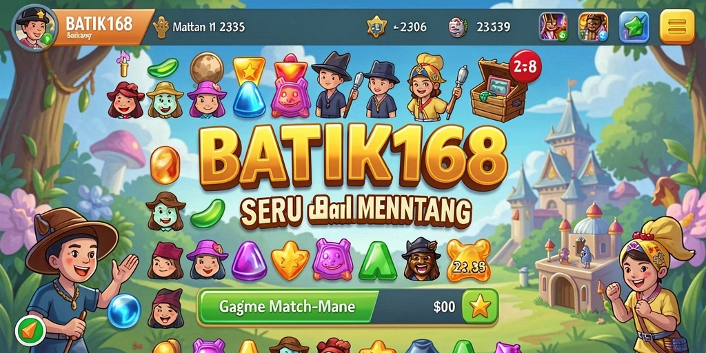 Tampilan gameplay seru dari BATIK168 dengan kombinasi item Match-3.