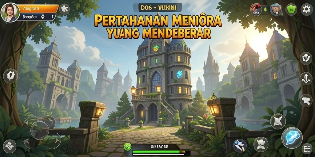 Tampilan gameplay D06 yang intens dalam pertahanan menara.