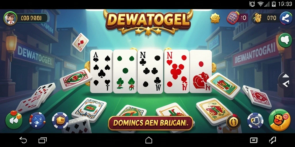 Gameplay seru DEWATOGEL yang menampilkan kartu domino.