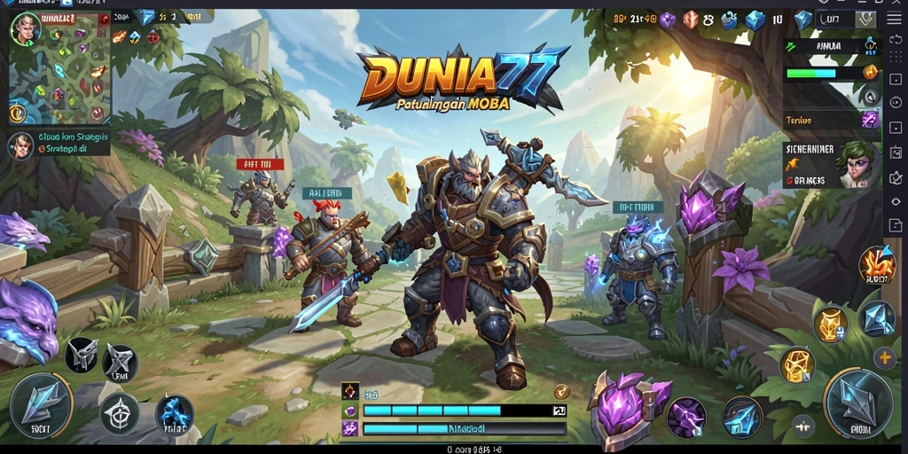 Tangkapan layar DUNIA77 menampilkan aksi pertarungan yang mendebarkan di arena MOBA.