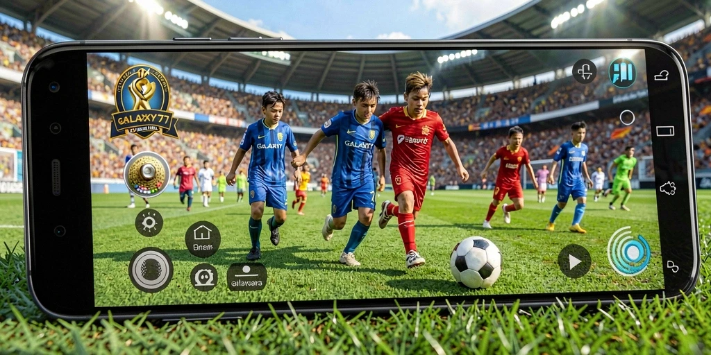 Screenshot GALAXY77 menampilkan aksi imersif dalam permainan olahraga.