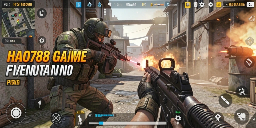 Screenshot gameplay HAO788 memperlihatkan aksi tembak-menembak yang mendebarkan.