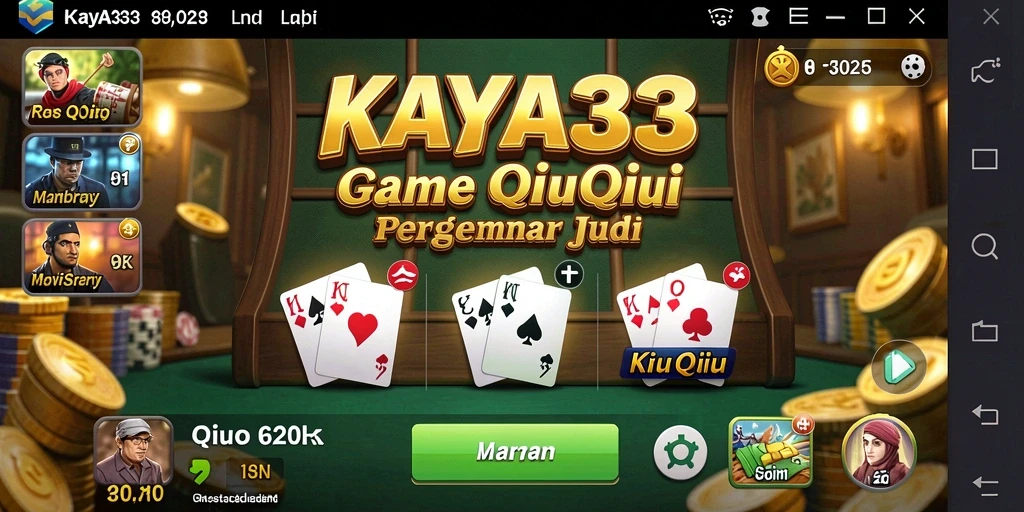 Screenshot utama KAYA33 menampilkan gameplay seru QiuQiu.