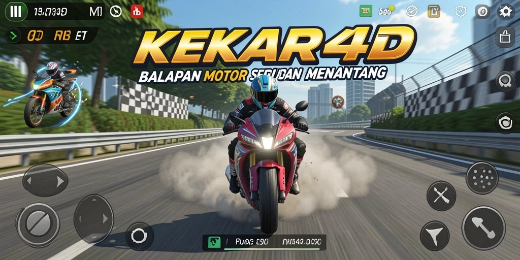 Screenshot gameplay balapan motor yang mendebarkan di KEKAR4D.
