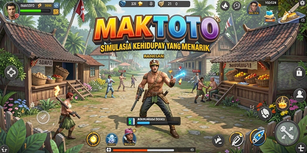Tampilan gameplay MAKTOTO yang menampilkan interaksi karakter dalam simulasi kehidupan.