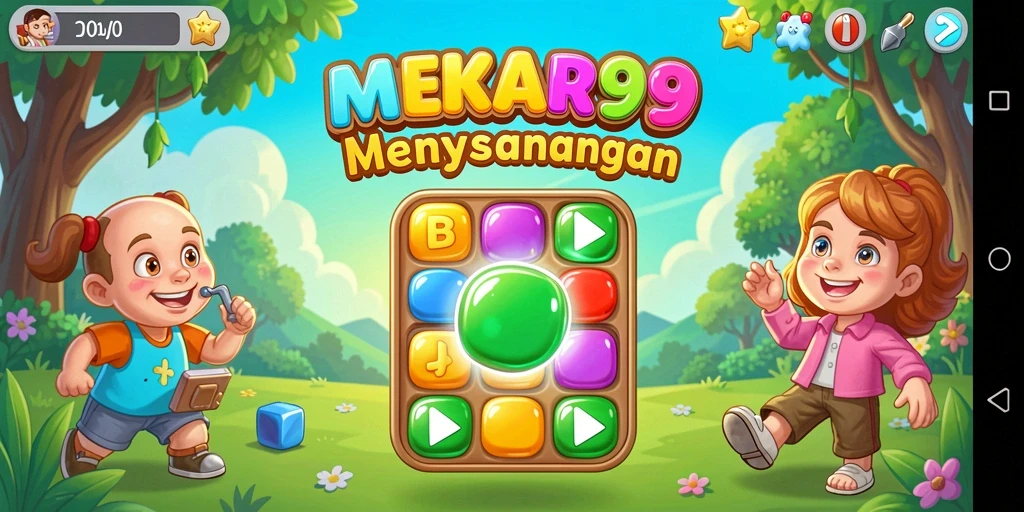 Tampilan menawan dari gameplay <strong>MEKAR99</strong> dengan elemen Match-3 yang menarik.