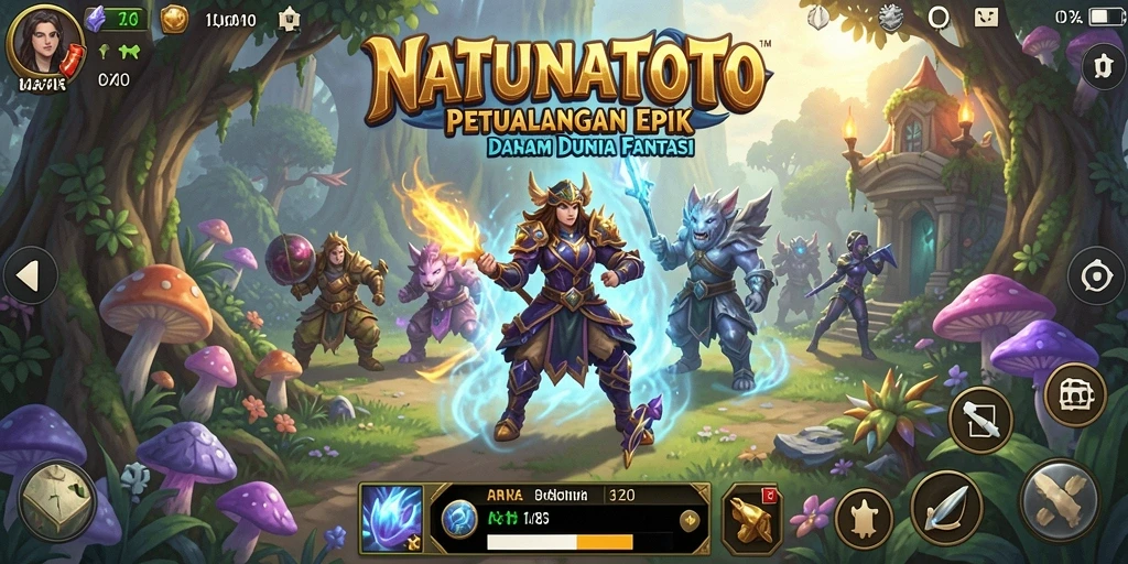 Tampilan gameplay NATUNATOTO menunjukkan petualangan RPG yang mendalam dan interaktif.