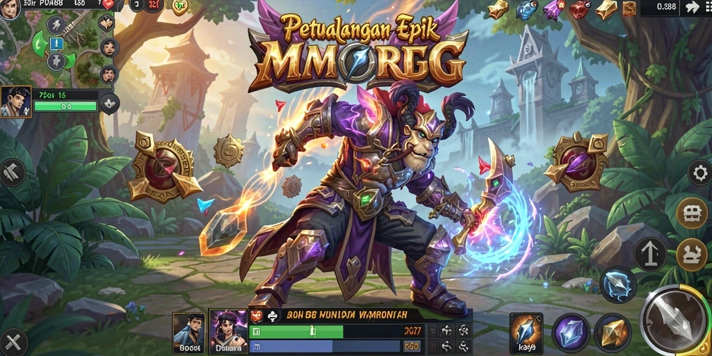 Tampilan epik dari gameplay POA88 dalam dunia MMORPG.