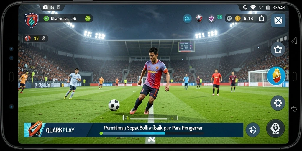 Tampilan gameplay QUARKPLAY dengan karakteristik sepak bola yang dinamis.