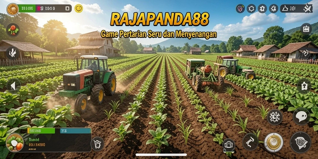 Screenshot gameplay <strong>RAJAPANDA88</strong> menampilkan aktivitas bertani yang seru.