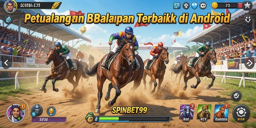 Screenshot gameplay SPINBET99 yang menarik dengan aksi balapan seru.